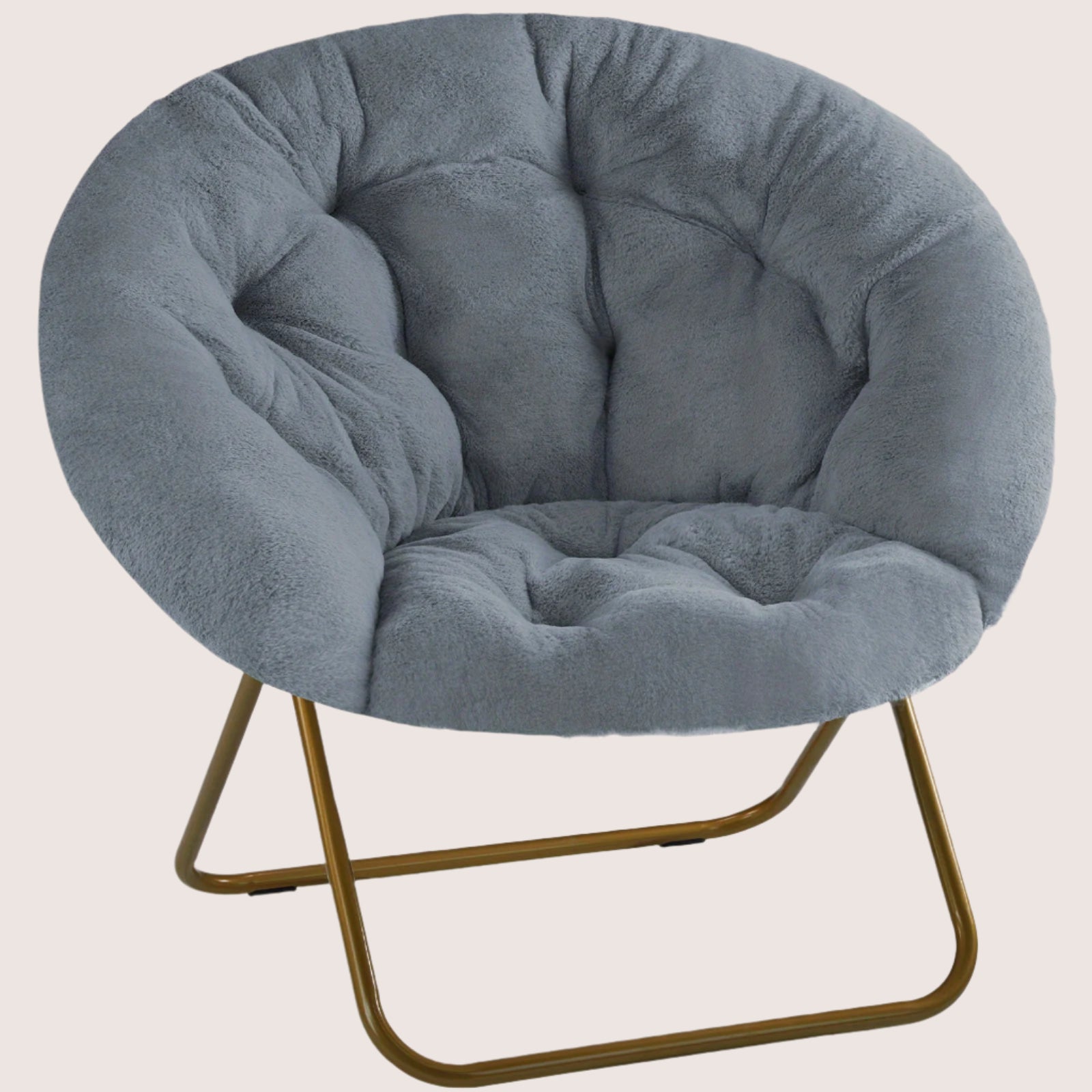 Plush Faux Fur Lounge Chair - Soft Padded Seat with Metal Frame
