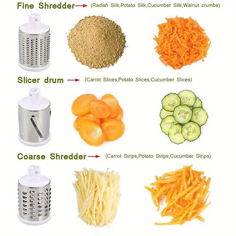 Easy-Clean Rotary Cheese Grater & Vegetable Shredder
