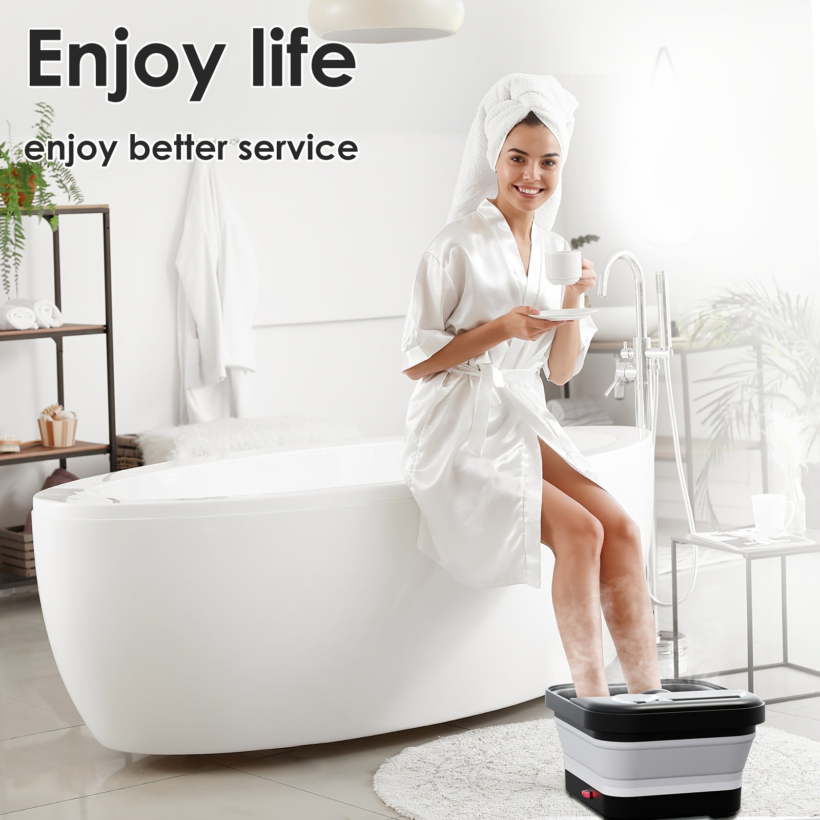 Collapsible Foot Spa with Heater - Massager, Bubbles, and Temperature Control