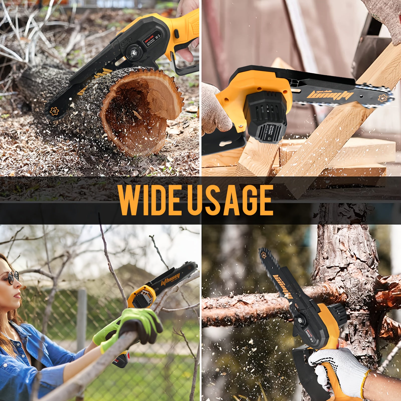 Compact Cordless Chainsaw - Rechargeable Handheld Pruning Tool with Dual Batteries