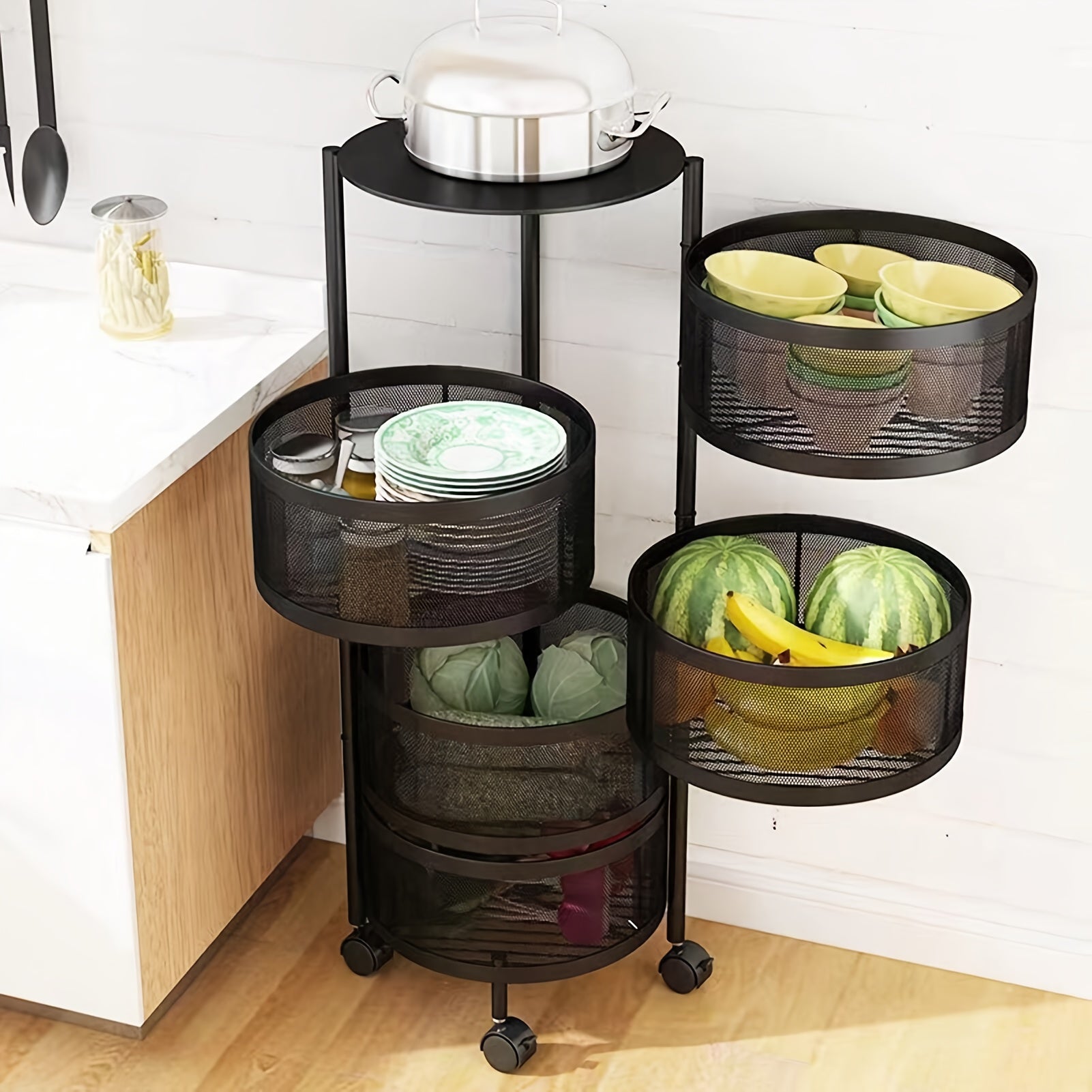 Rotating Kitchen Storage Rack – Multi-Layer Shelf