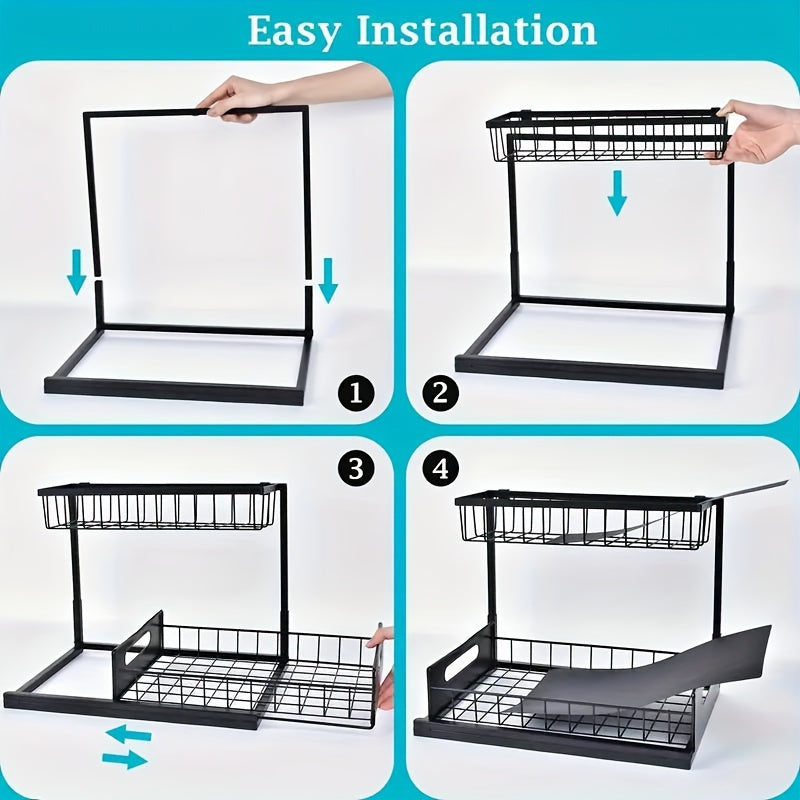 2-Tier Under Sink Organizer – Pull-Out Storage Shelf