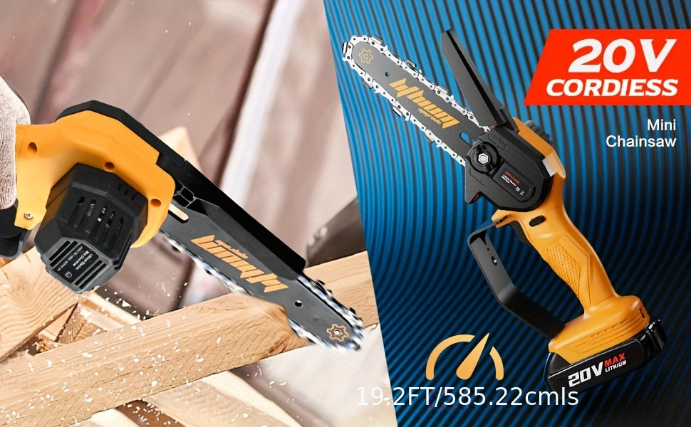 Compact Cordless Chainsaw - Rechargeable Handheld Pruning Tool with Dual Batteries