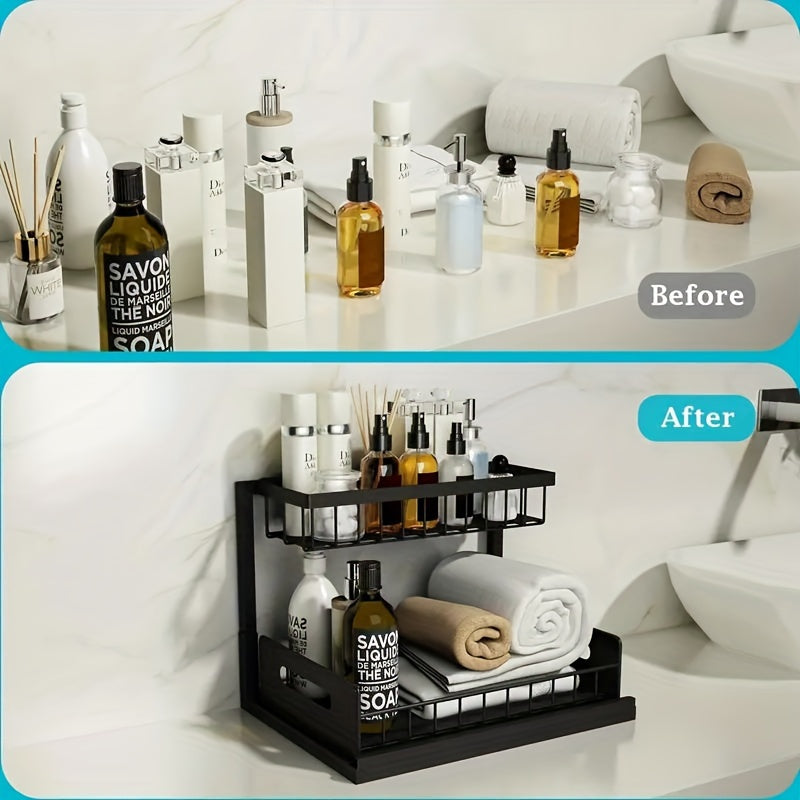 2-Tier Under Sink Organizer – Pull-Out Storage Shelf