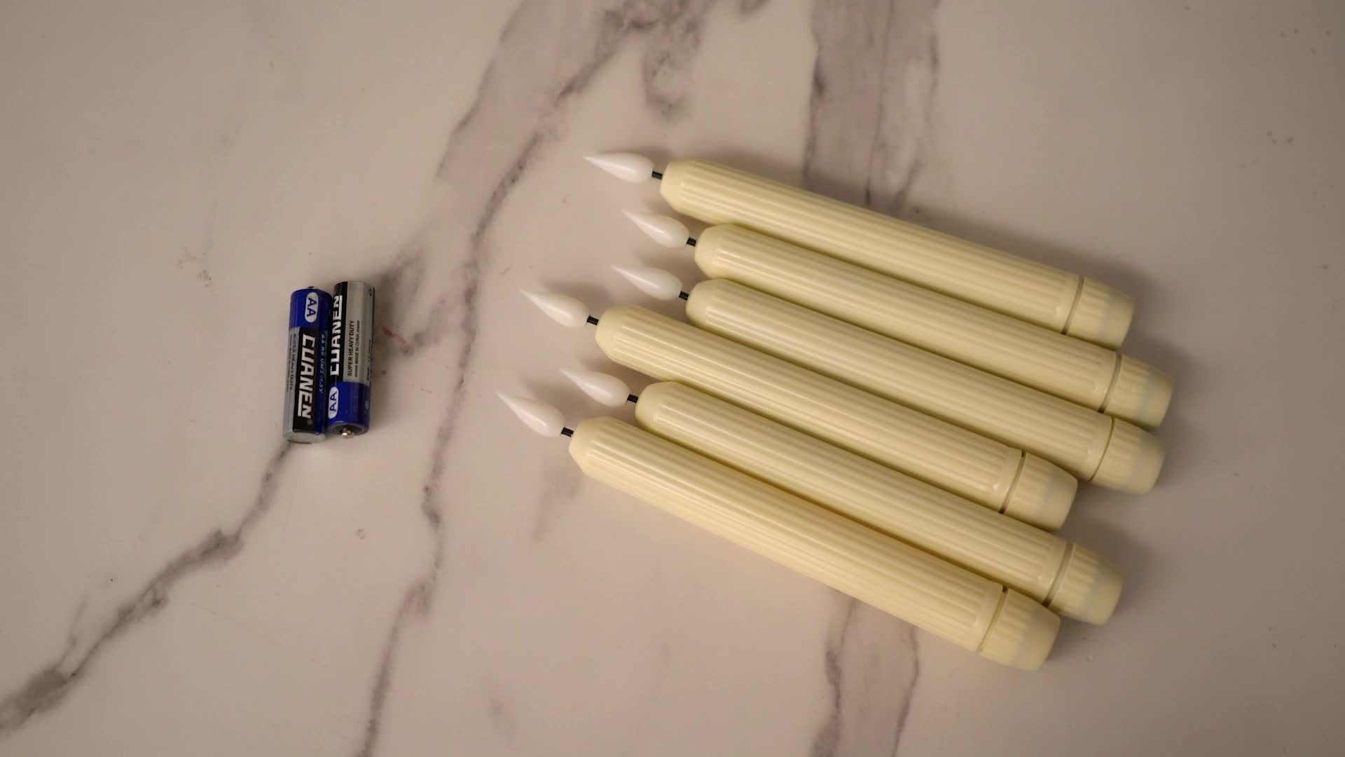 6PCS Dusk to Dawn Window Candles with Sensor - Ivory LED Flameless Taper Candlesticks