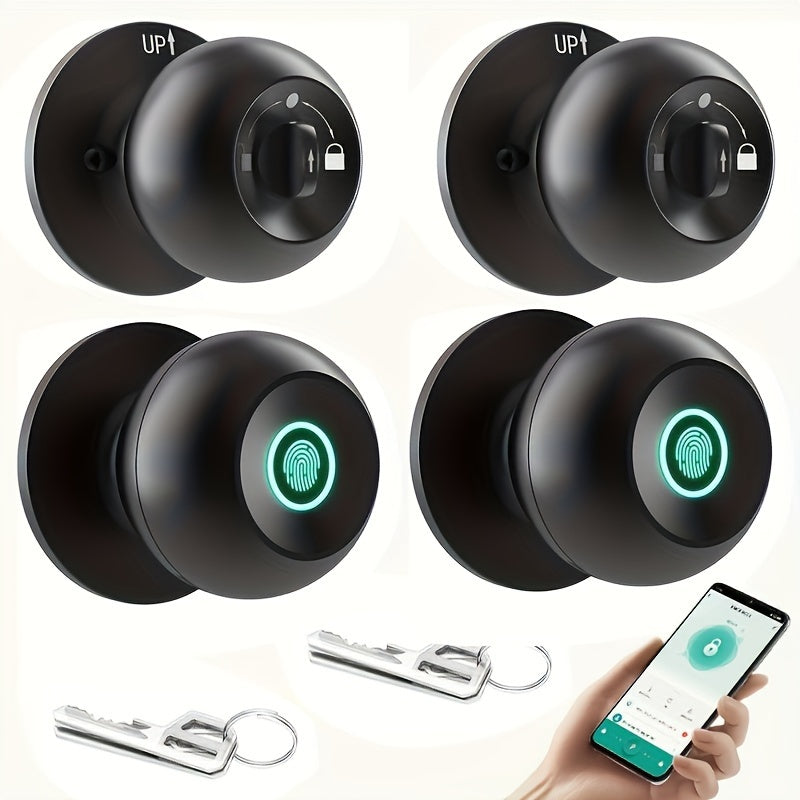 3-in-1 Smart Door Lock - Wireless Fingerprint Knob with USB Charging & Key Access