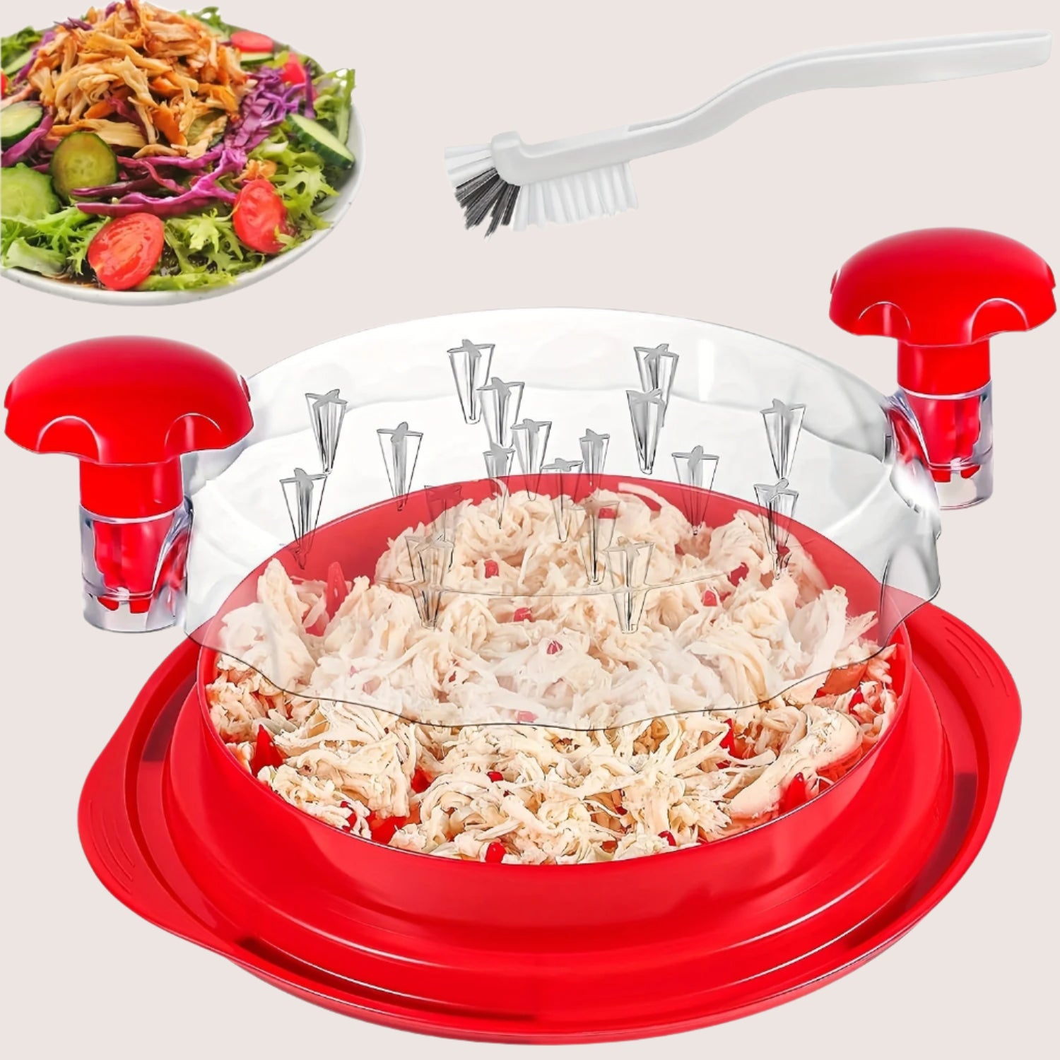 Meat Shredder with Transparent Lid - Chicken & Beef Shredder Tool with Cleaning Brush