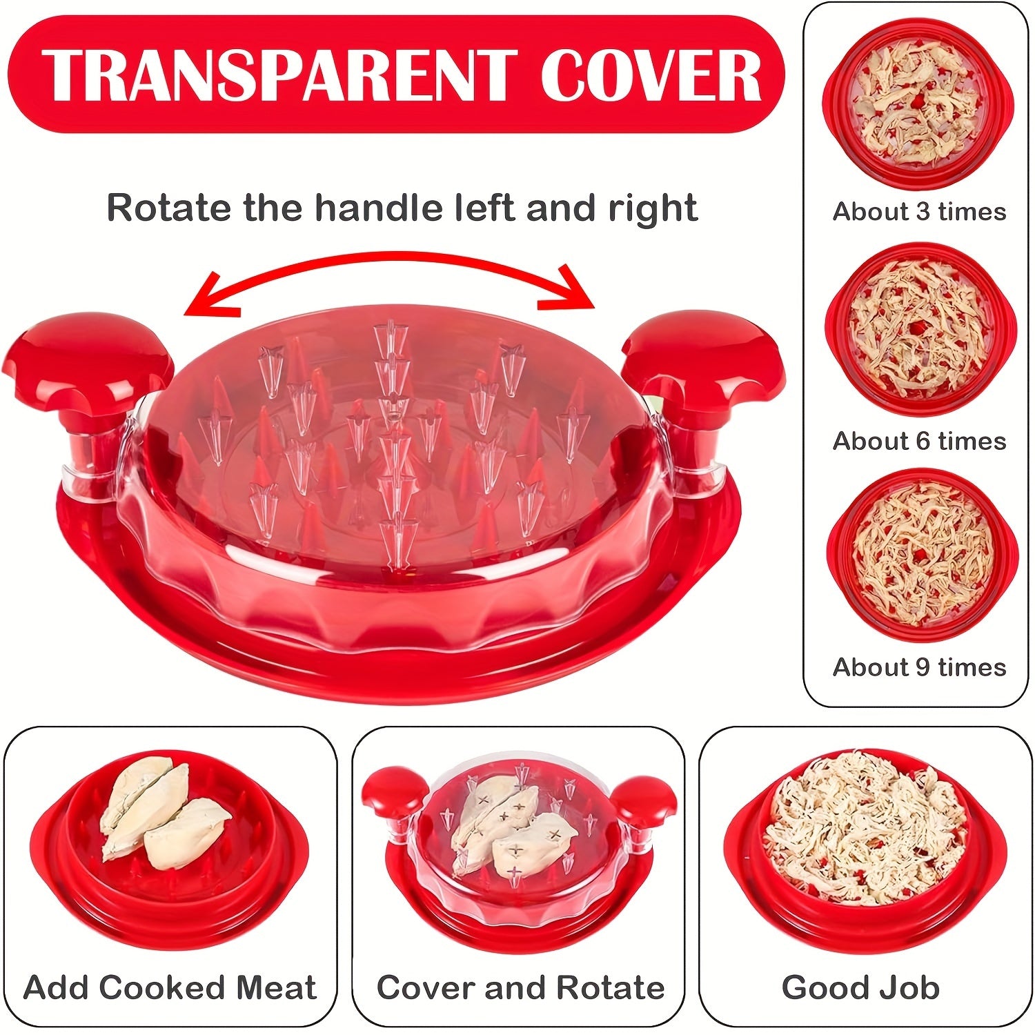 Meat Shredder with Transparent Lid - Chicken & Beef Shredder Tool with Cleaning Brush