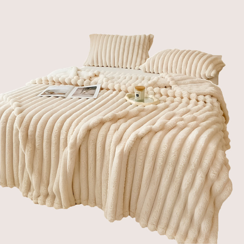 Faux Rabbit Fur Blanket - Cozy Throw for Couch, Bed, Office & Travel