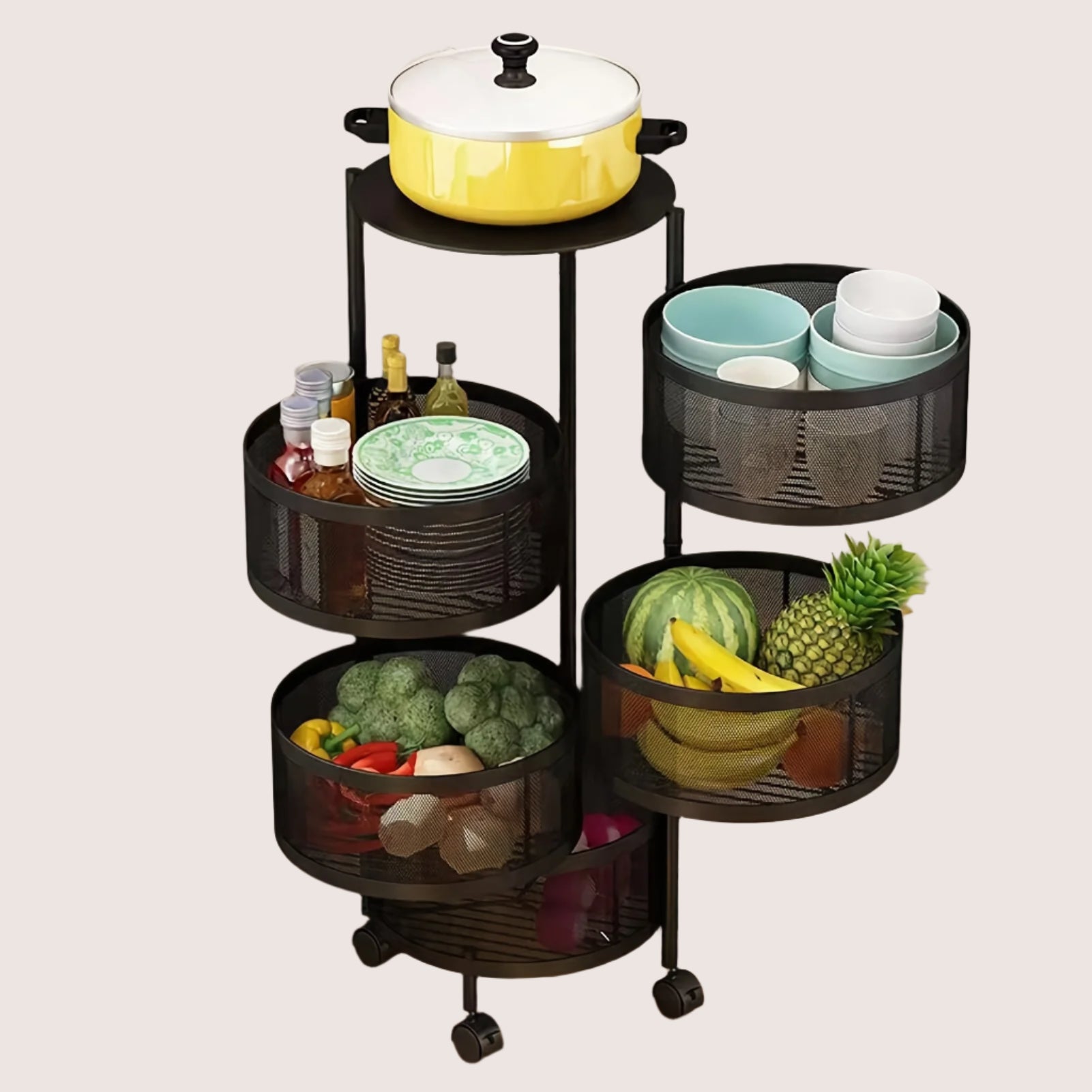 Rotating Kitchen Storage Rack – Multi-Layer Shelf