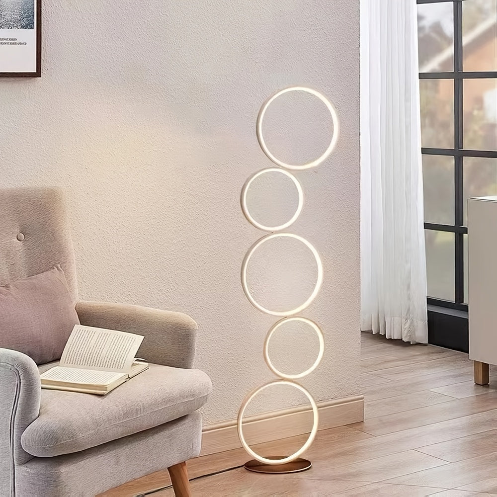 1pc RGBW LED Modern Ring Style Floor Lamp, 24W Standing Lamp For Bedroom, 3 Brightness Levels Dimmable With Touch Switch 3000K LED, 39 Inches, Tall Lamp For Office, Reading Room
