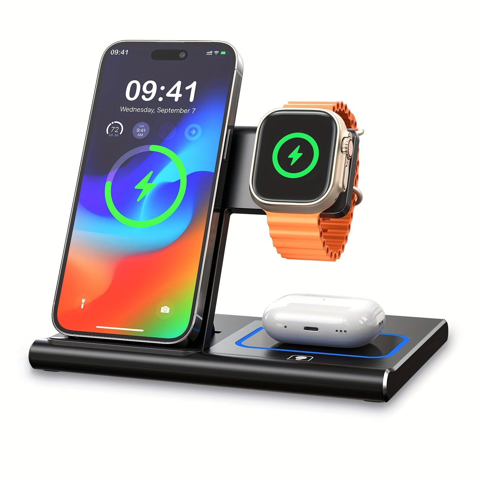 3-in-1 Wireless Charger - Portable Fast Charging for iPhone, Apple Watch & AirPod