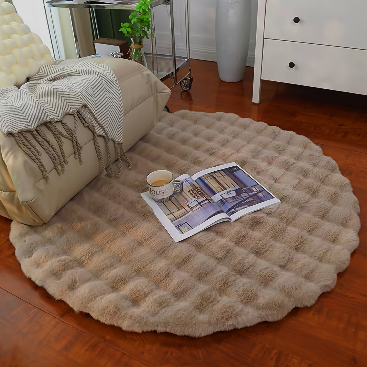 Bubble Fleece Fabric Rug - Warm, Plush & Easy-to-Clean for Home Decor