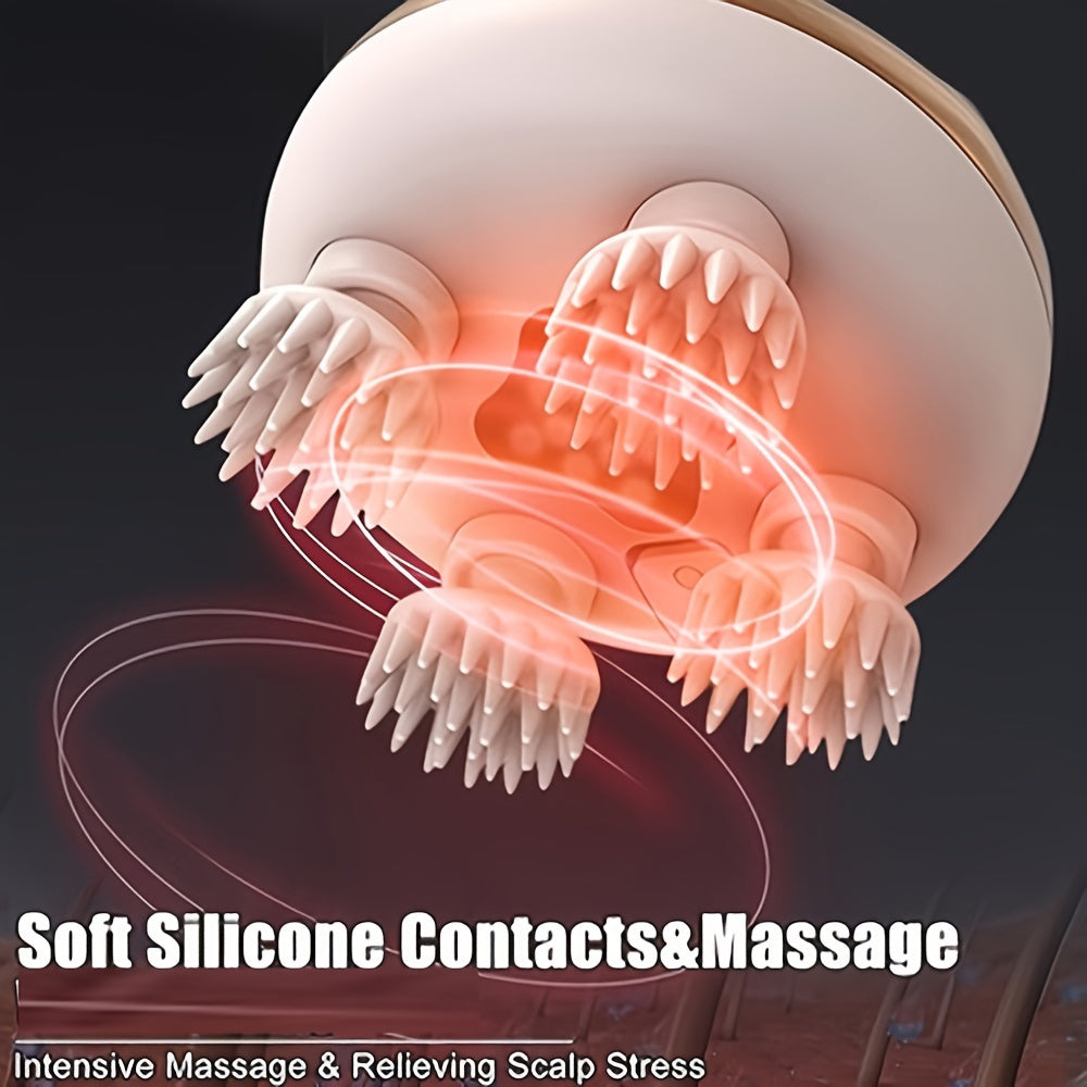 Rechargeable Electric Scalp Massager - Handheld with 8 Detachable Claws