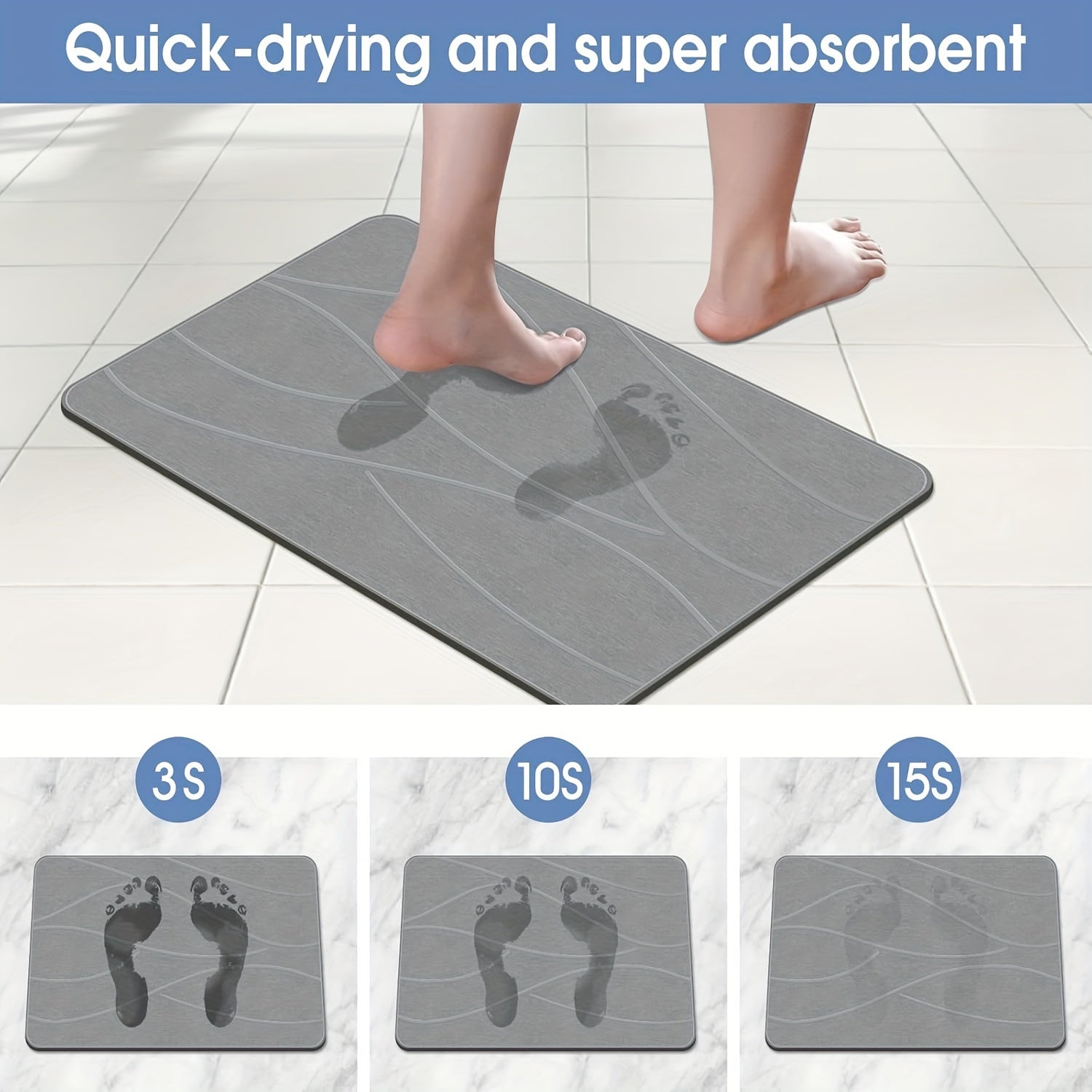 Quick-Dry Bathroom Mat - Non-Slip Absorbent Diatom Mud Floor Rug