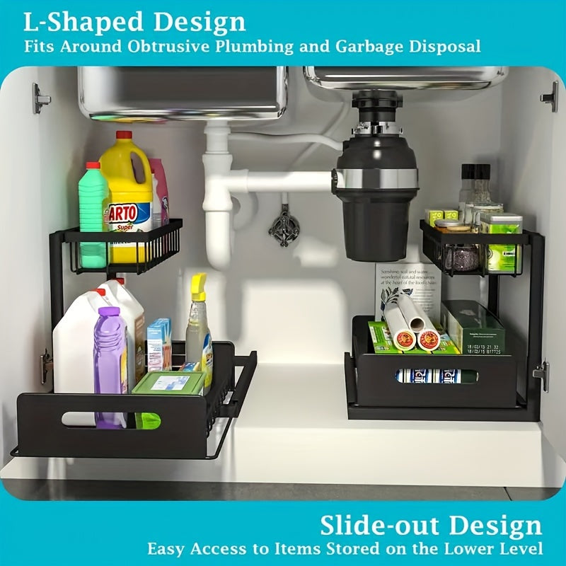 2-Tier Under Sink Organizer – Pull-Out Storage Shelf