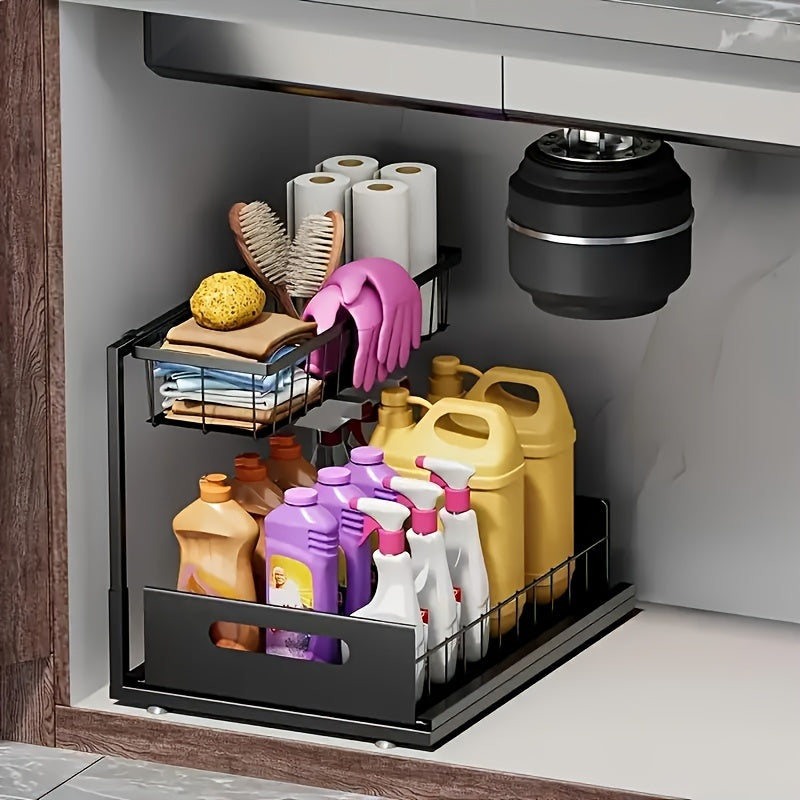2-Tier Under Sink Organizer – Pull-Out Storage Shelf