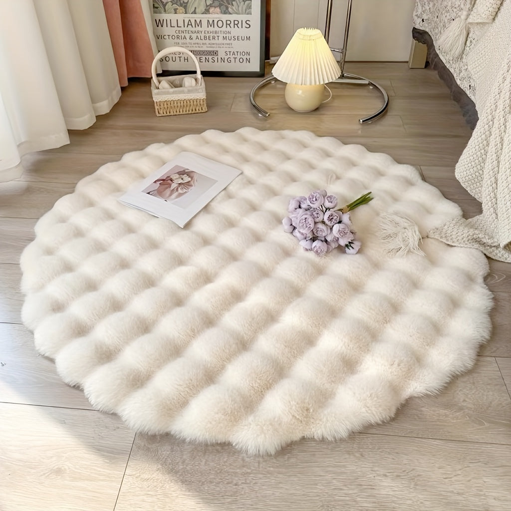 Bubble Fleece Fabric Rug - Warm, Plush & Easy-to-Clean for Home Decor