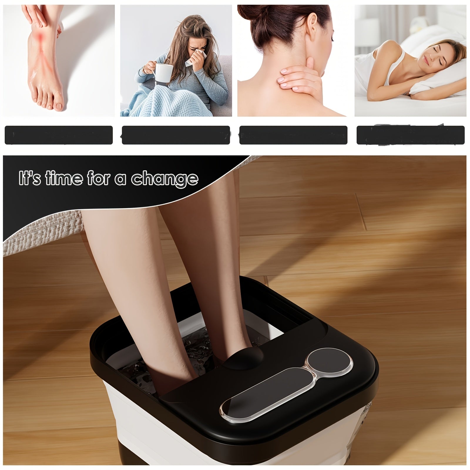 Collapsible Foot Spa with Heater - Massager, Bubbles, and Temperature Control