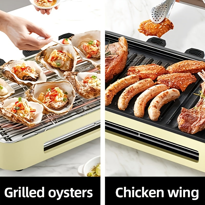 Electric Grill with 3 Pots - Non-Stick BBQ Mesh Surface