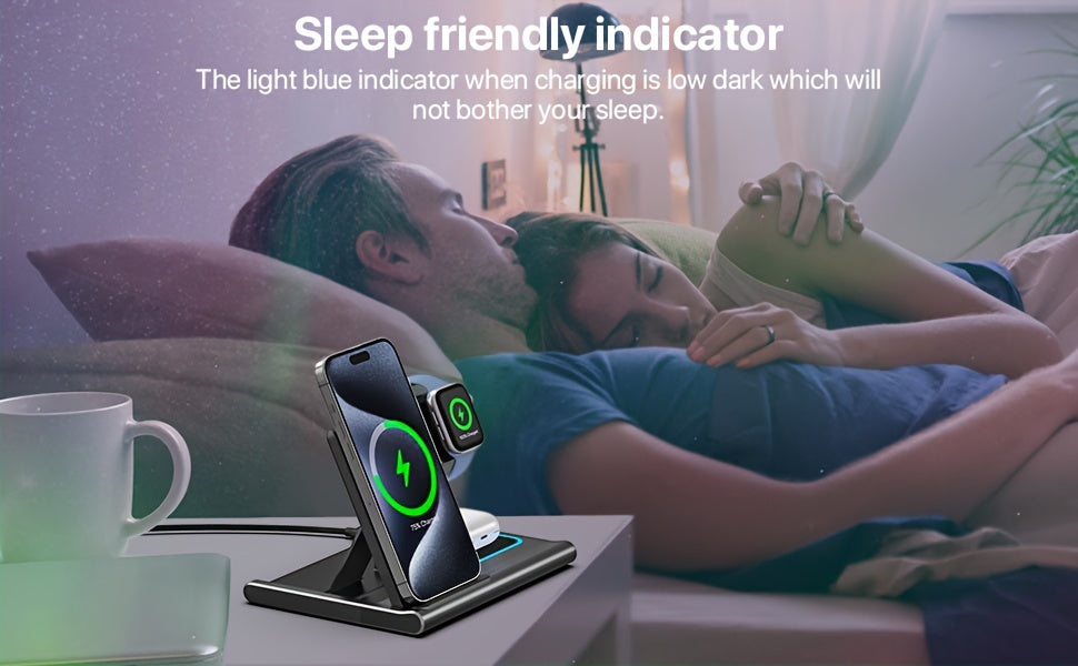 3-in-1 Wireless Charger - Portable Fast Charging for iPhone, Apple Watch & AirPod