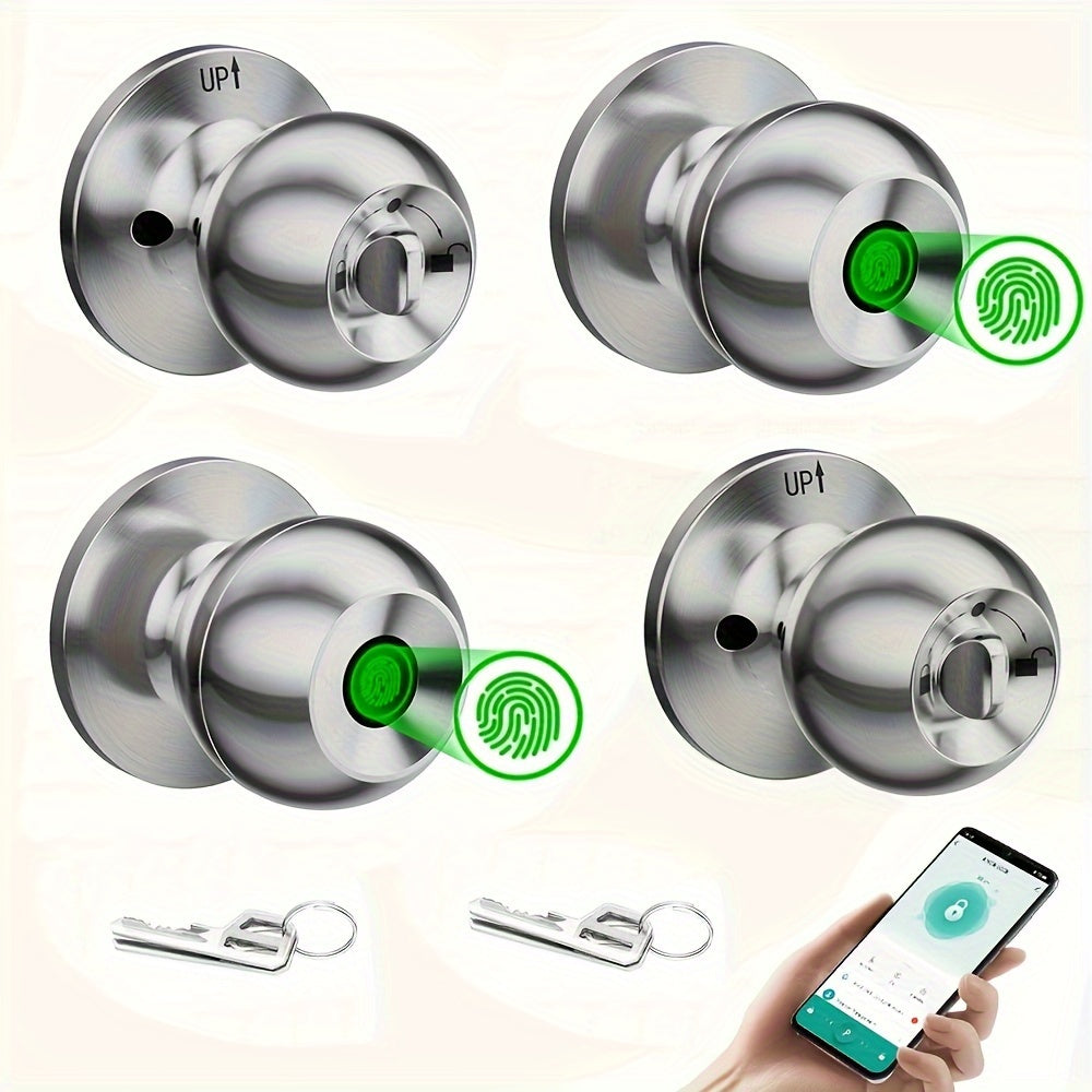 3-in-1 Smart Door Lock - Wireless Fingerprint Knob with USB Charging & Key Access