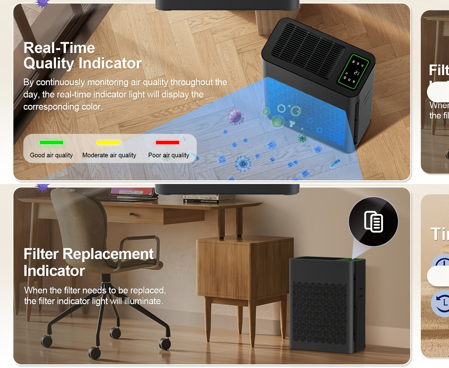 Air Purifier with Auto Mode & Timer - Bedroom Use