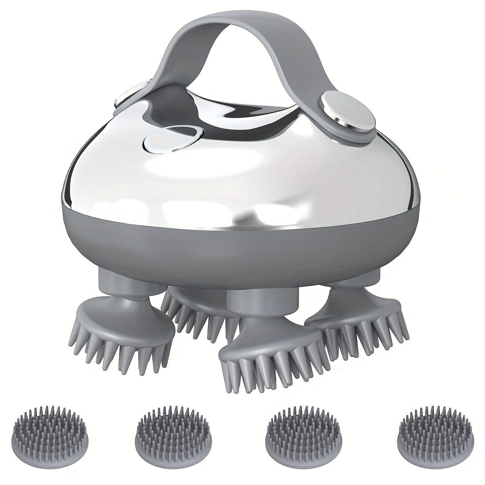 Rechargeable Electric Scalp Massager - Handheld with 8 Detachable Claws