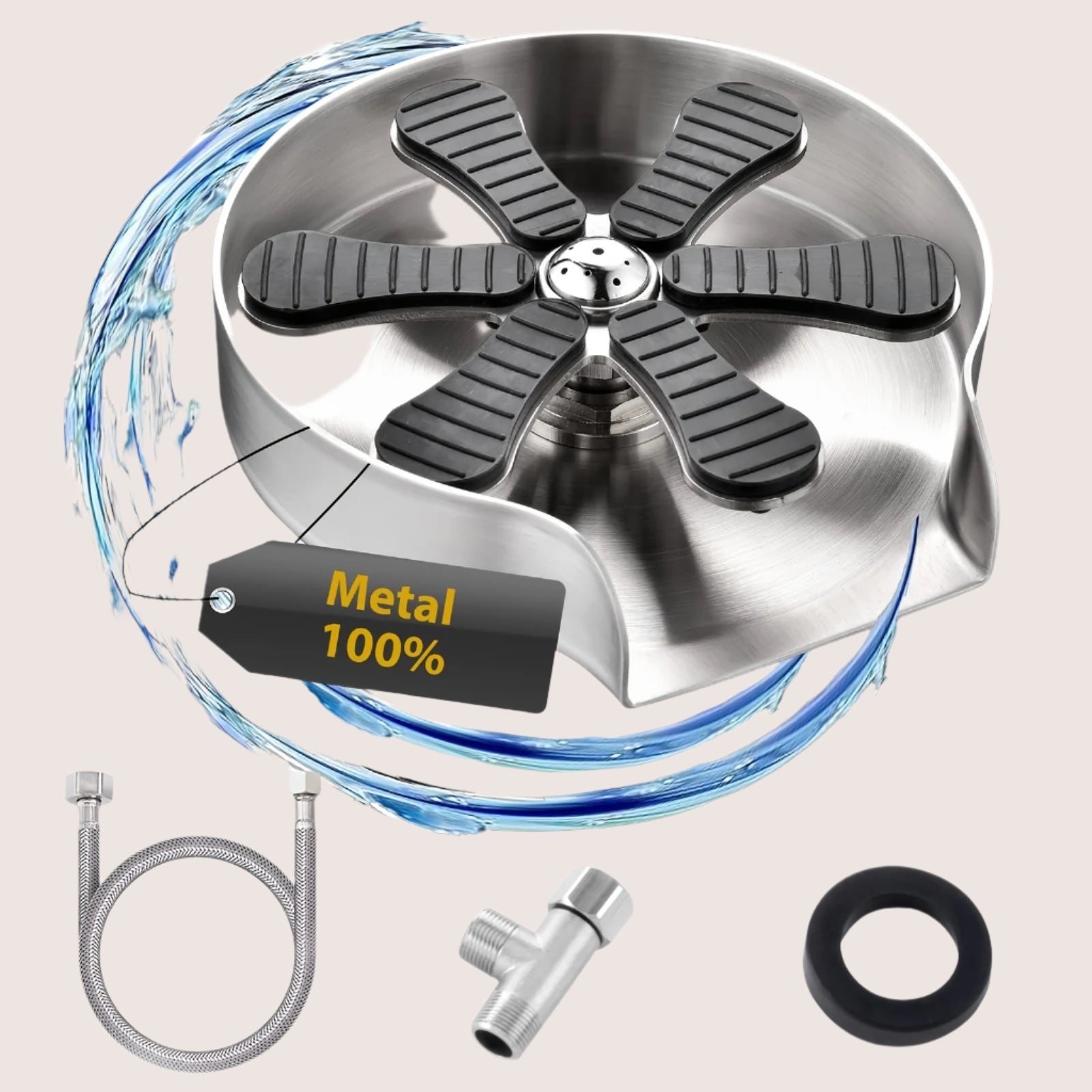 Glass Rinser Cup Washer - Heavy Duty Stainless Steel for Kitchen Sink