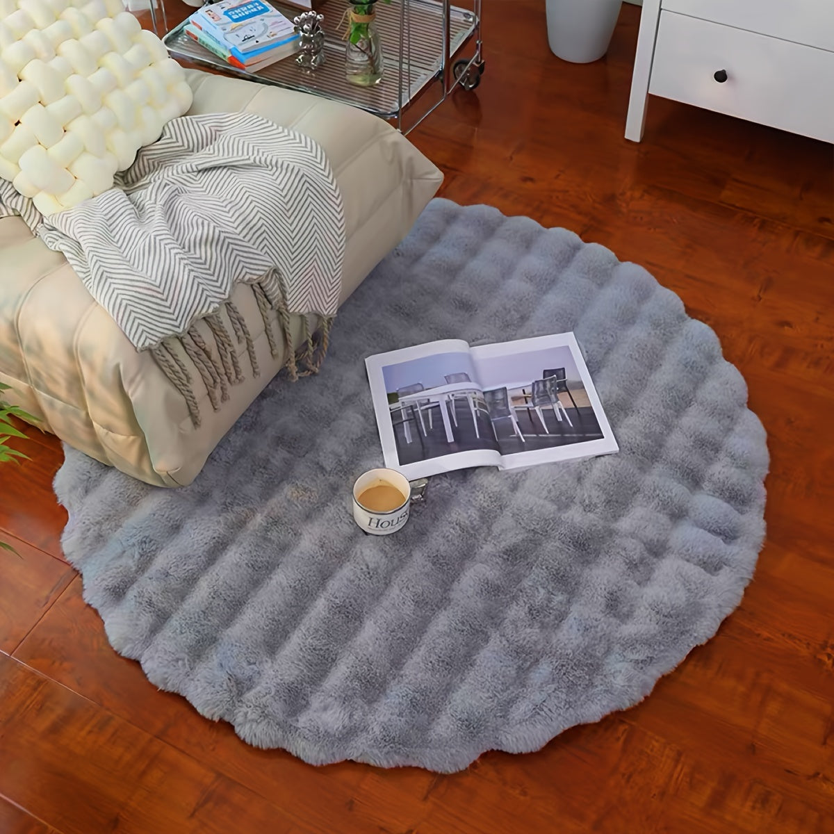 Bubble Fleece Fabric Rug - Warm, Plush & Easy-to-Clean for Home Decor