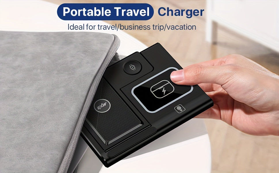 3-in-1 Wireless Charger - Portable Fast Charging for iPhone, Apple Watch & AirPod