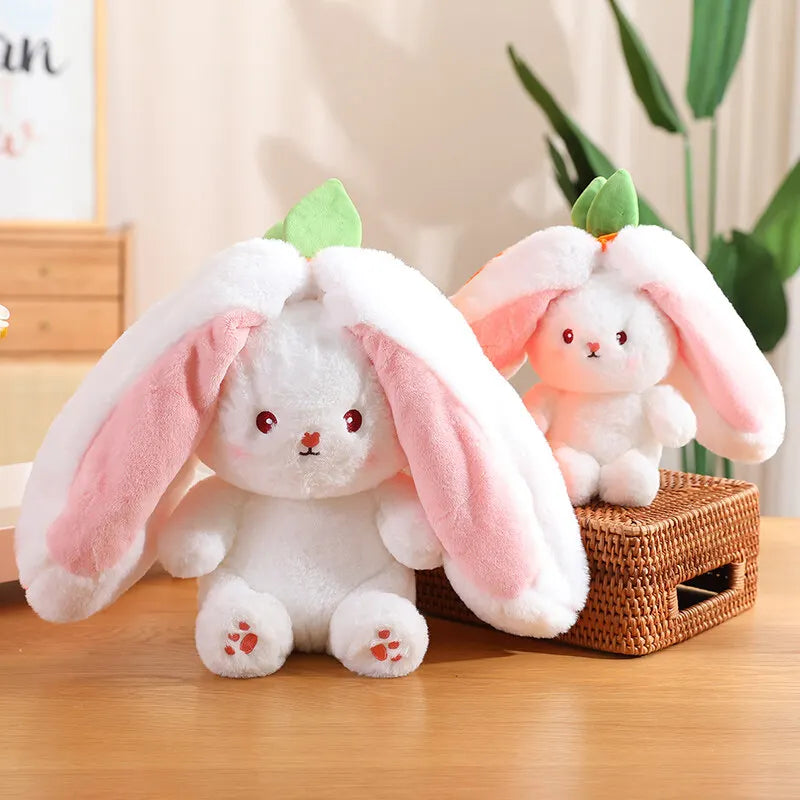 Cute Bunny Plush Doll - Reversible Strawberry Design for Kids Gift