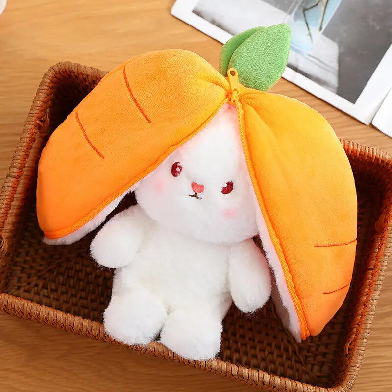 Cute Bunny Plush Doll - Reversible Strawberry Design for Kids Gift