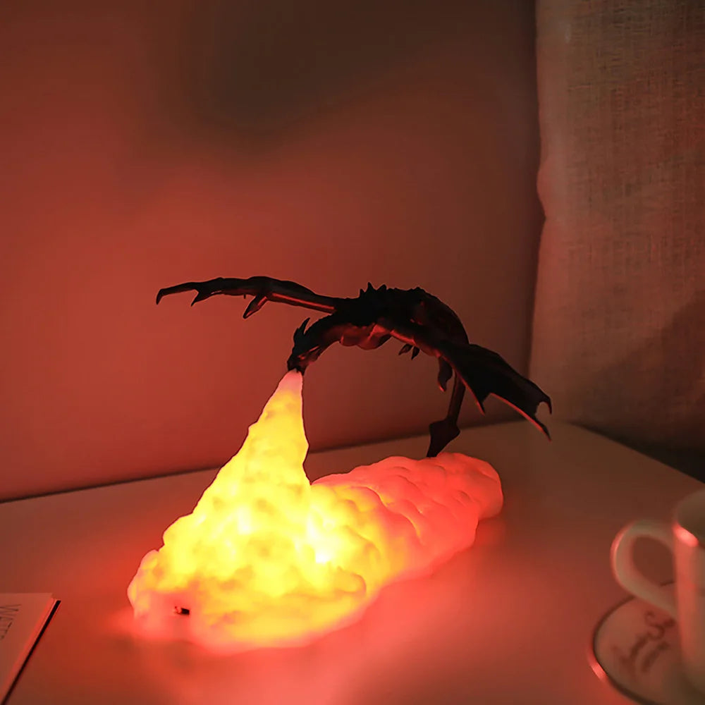 Fire Dragon Lamp - 3D Printed USB Rechargeable Light for Decor