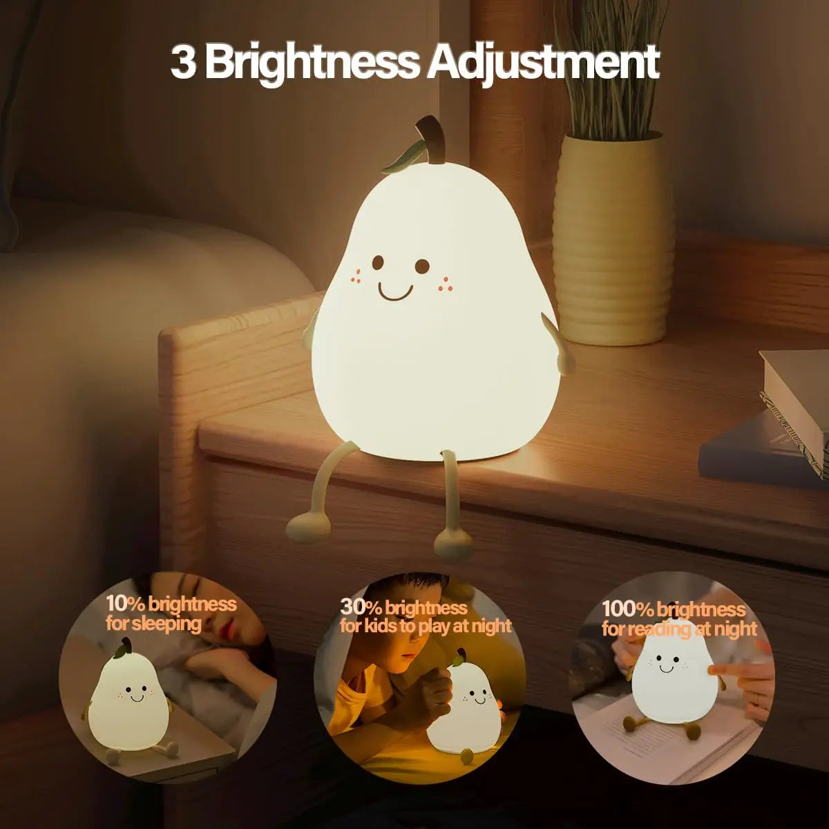 LED Pear Night Light, Dimmable Silicone Lamp
