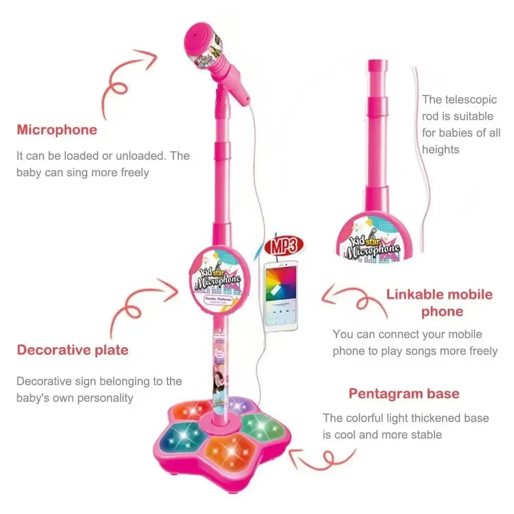 Kids Microphone with Stand - Karaoke Toy for Boys & Girls