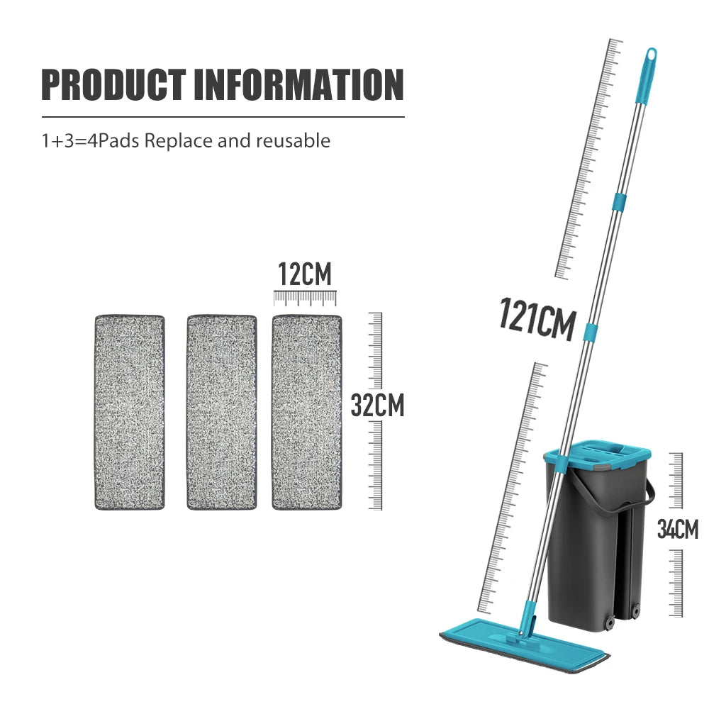 Flat Floor Mop and Bucket - Professional Cleaning System for Home Use