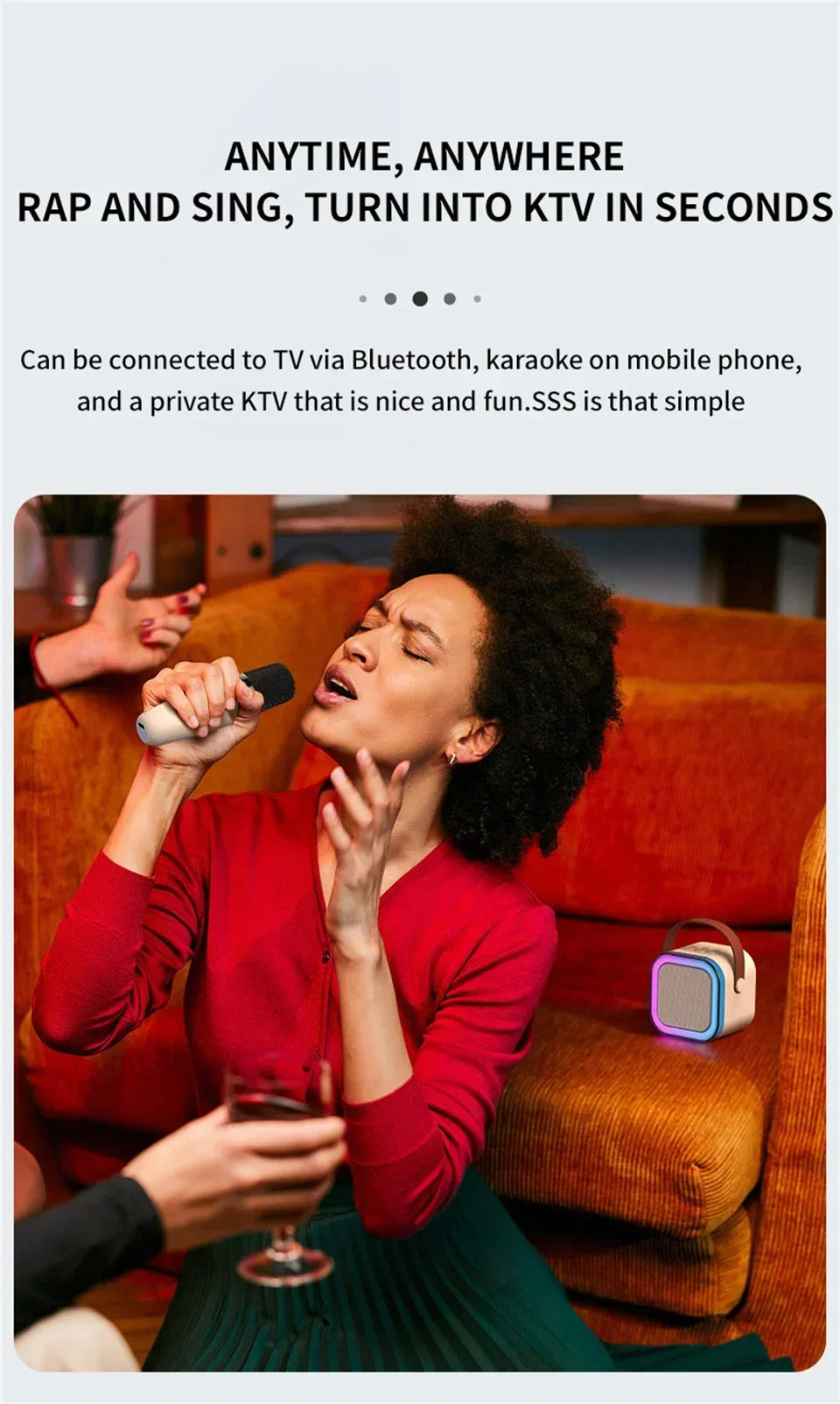 K12 Karaoke Machine - Portable Bluetooth Speaker with Mics