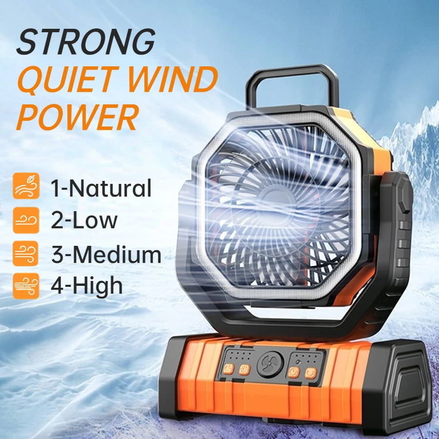 Rechargeable Camping Fan - Portable Air Circulator with Hook