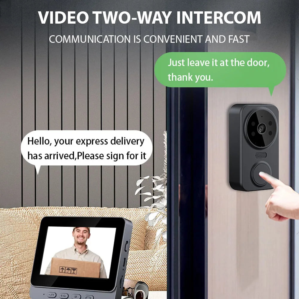 4.3" IPS Screen Wireless Video Doorbell with Two-Way Intercom