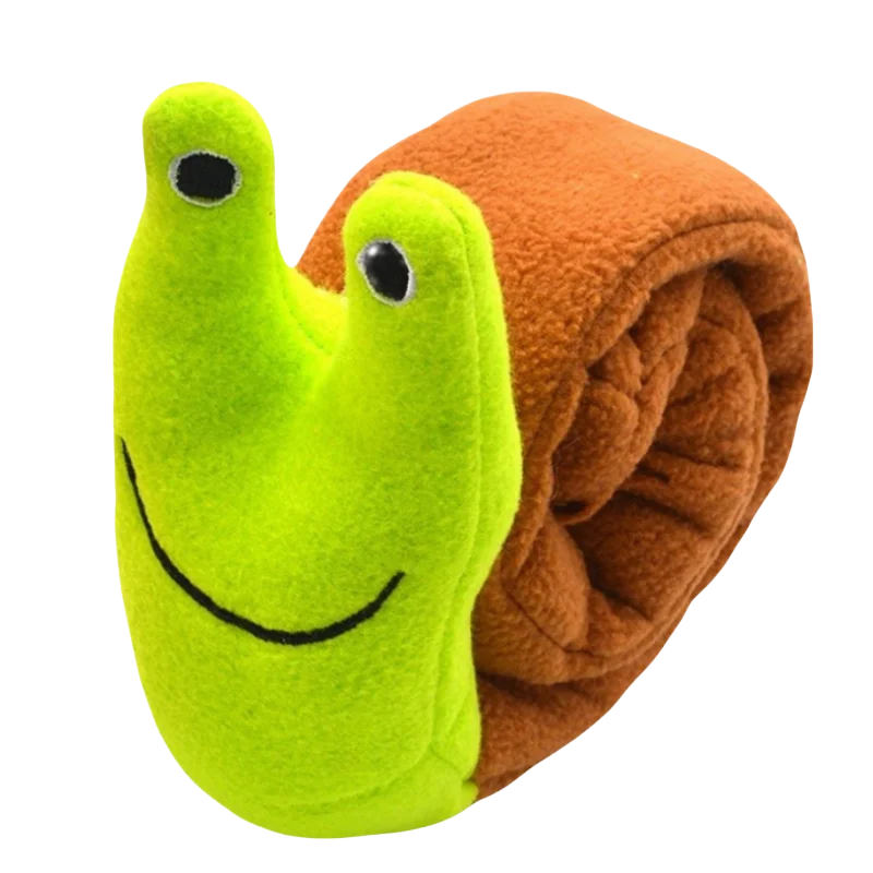 Dog Puzzle Feeder Toy - Interactive Indestructible Plush Snail with Squeak Sound