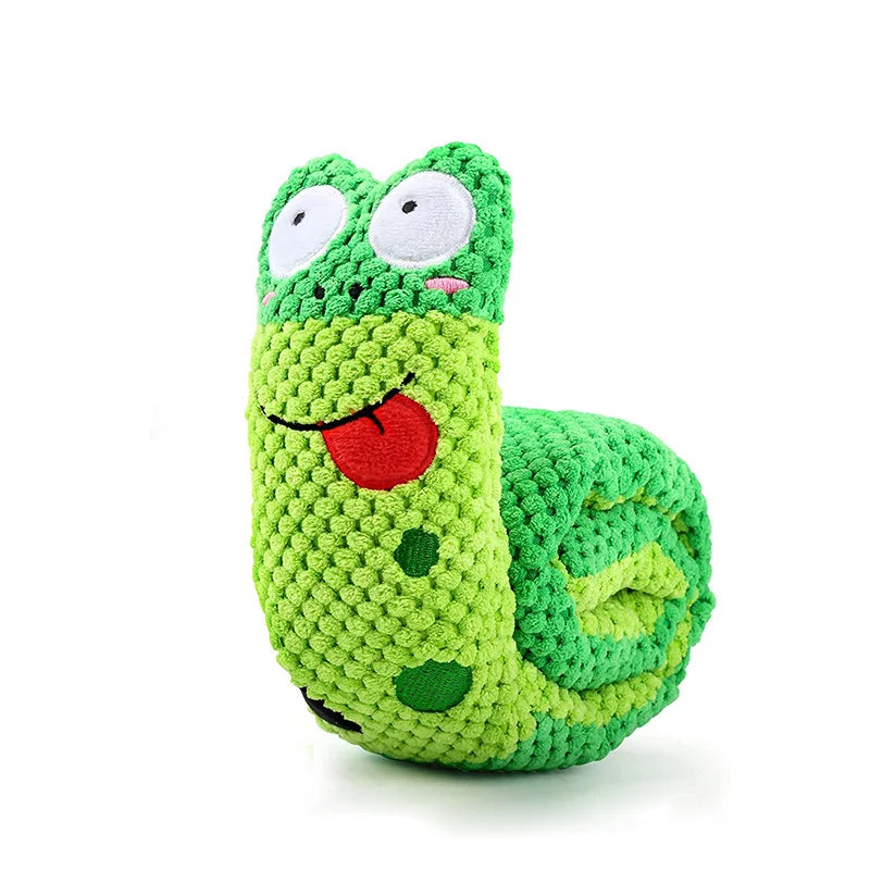 Dog Puzzle Feeder Toy - Interactive Indestructible Plush Snail with Squeak Sound