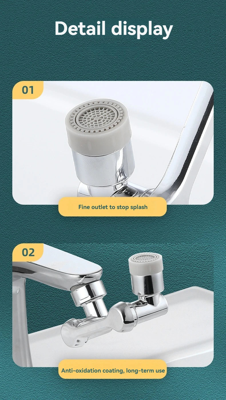 Rotating Faucet Aerator - Plastic Splash Filter with Extender for Kitchen Taps