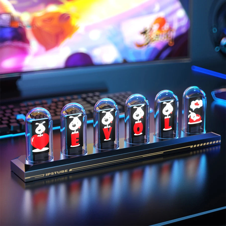 LED Nixie Tube Clock -Analog Digital Night Light for Desk & Gaming