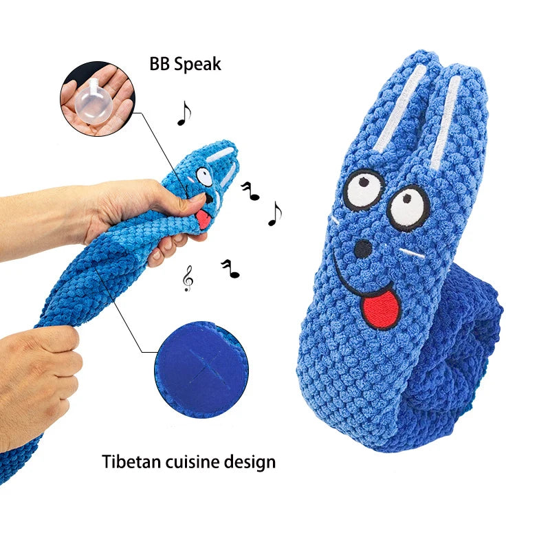 Dog Puzzle Feeder Toy - Interactive Indestructible Plush Snail with Squeak Sound