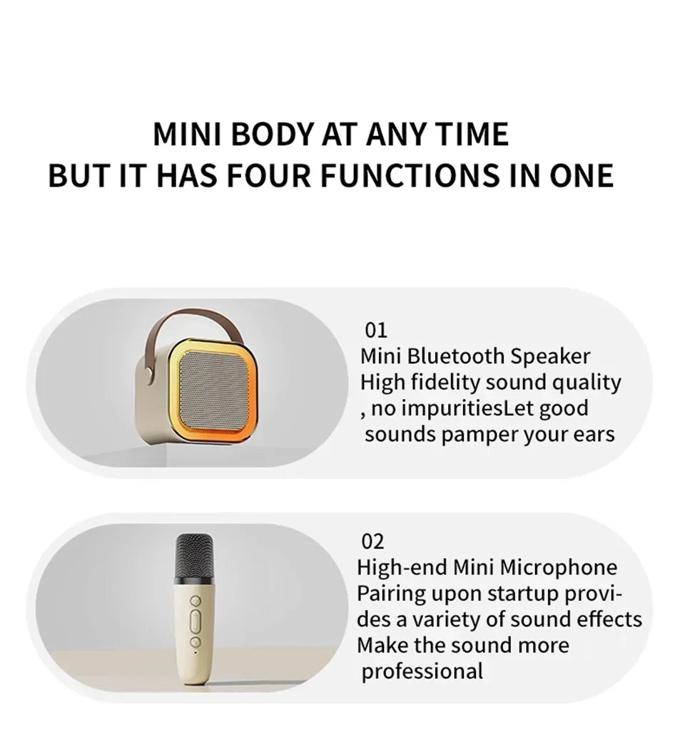 K12 Karaoke Machine - Portable Bluetooth Speaker with Mics