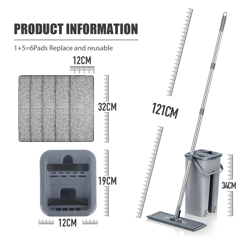 Flat Floor Mop and Bucket - Professional Cleaning System for Home Use
