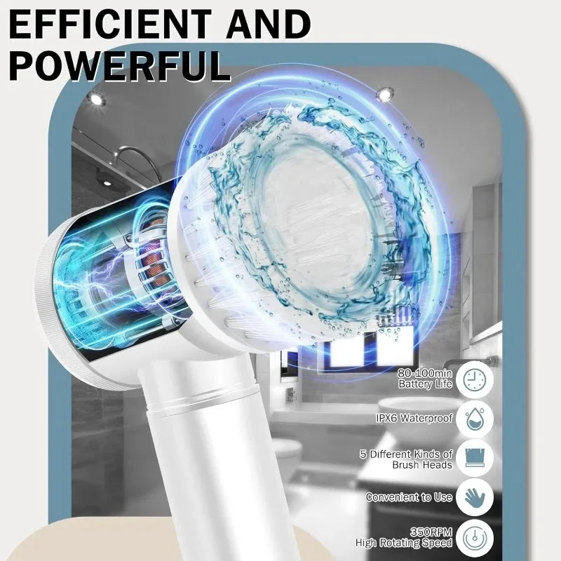 Bathroom Electric Cleaning Brush - Spin Scrubber for Easy Cleaning
