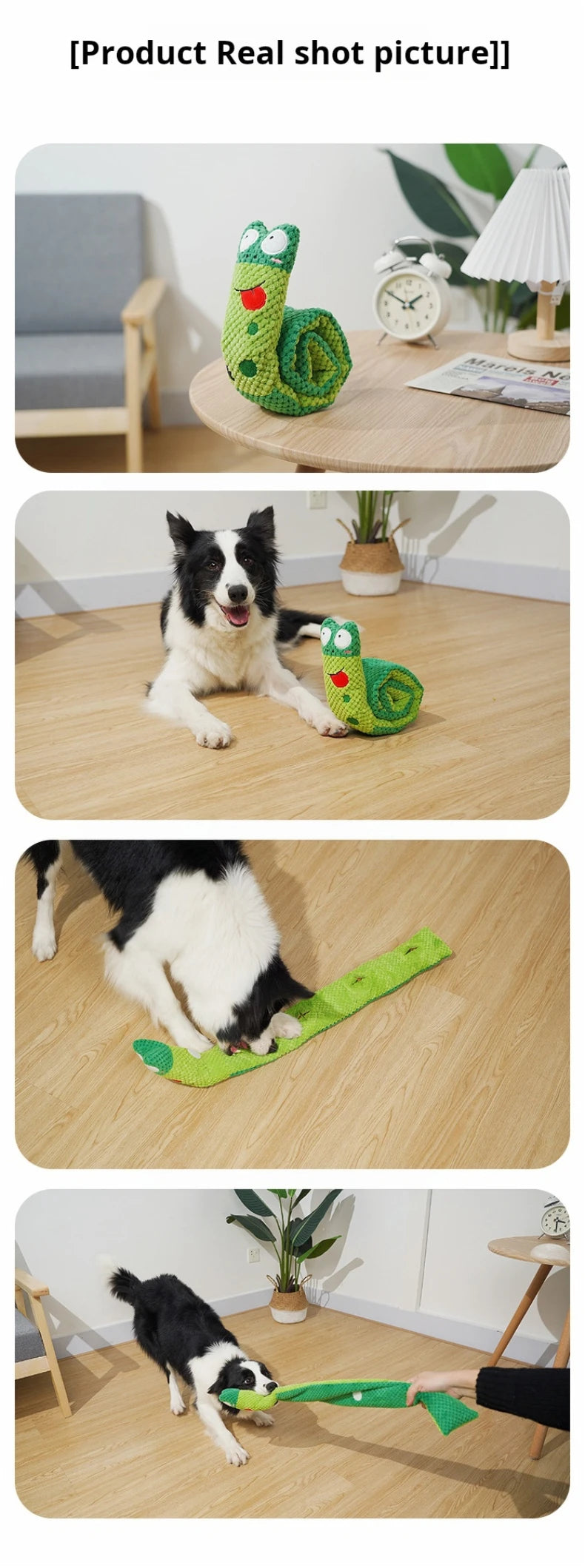 Dog Puzzle Feeder Toy - Interactive Indestructible Plush Snail with Squeak Sound