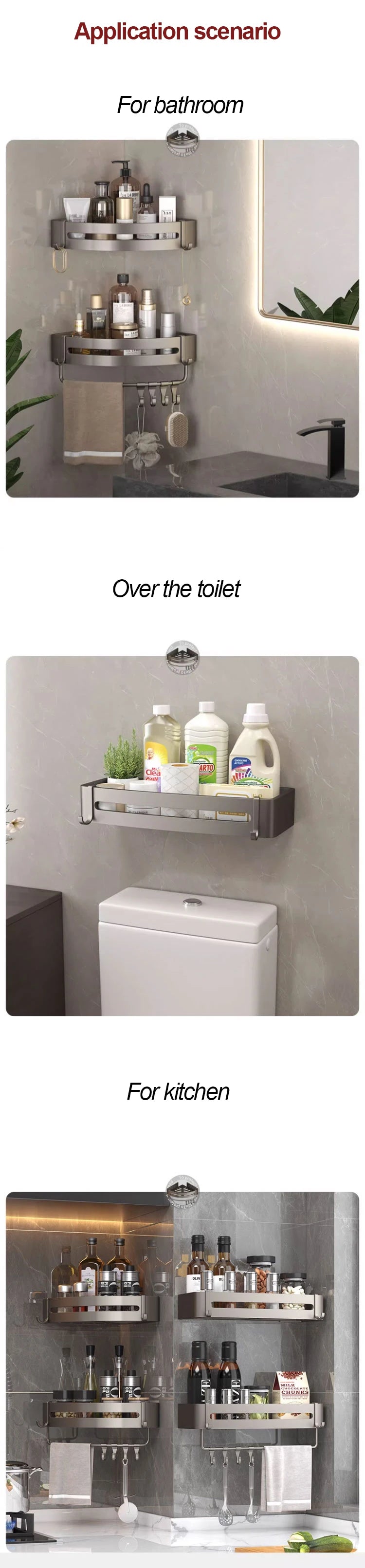 Bathroom Corner Shower Shelves - Adhesive Storage Organizer